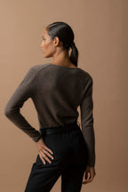 V-Neck Jumper - Shannon - Marl Taupe