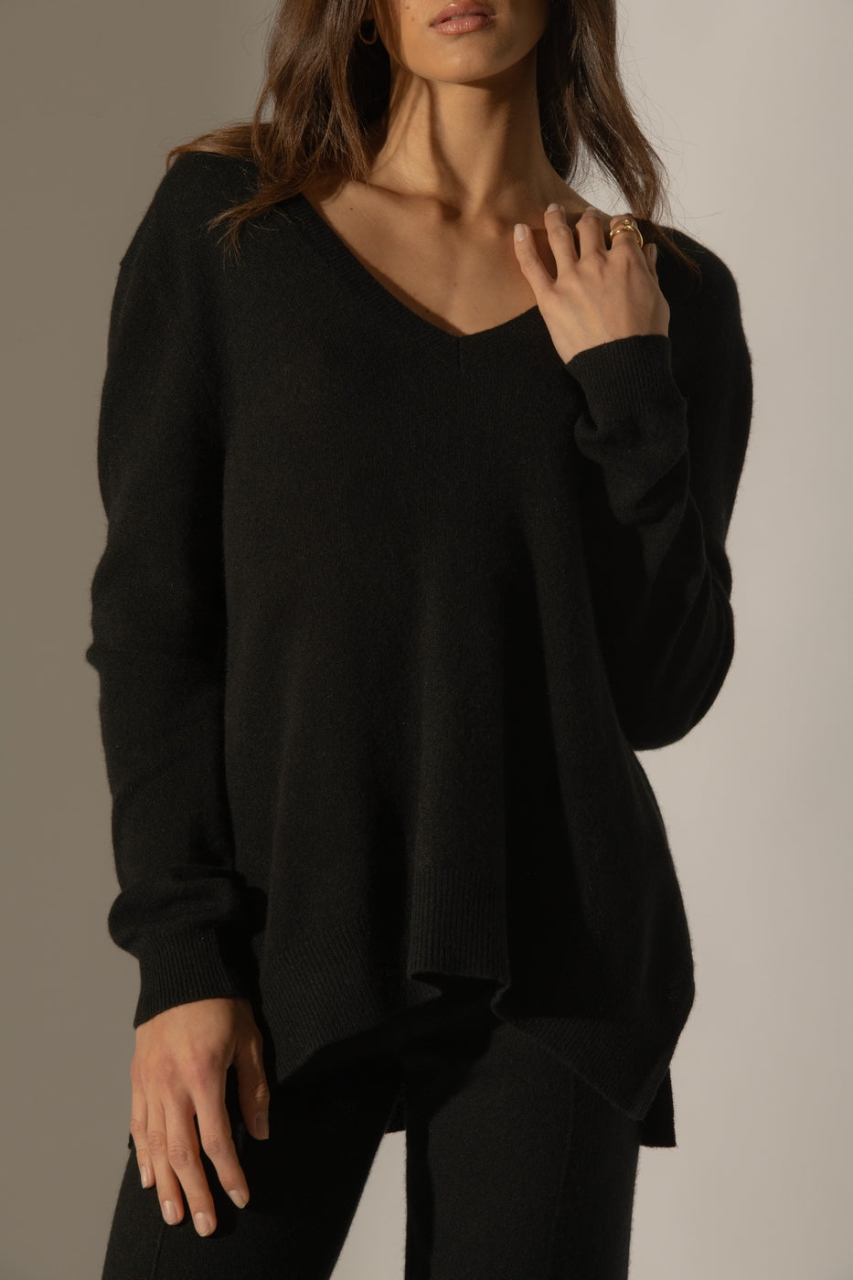Pull Col V Devant Et Dos - Lova - Noir