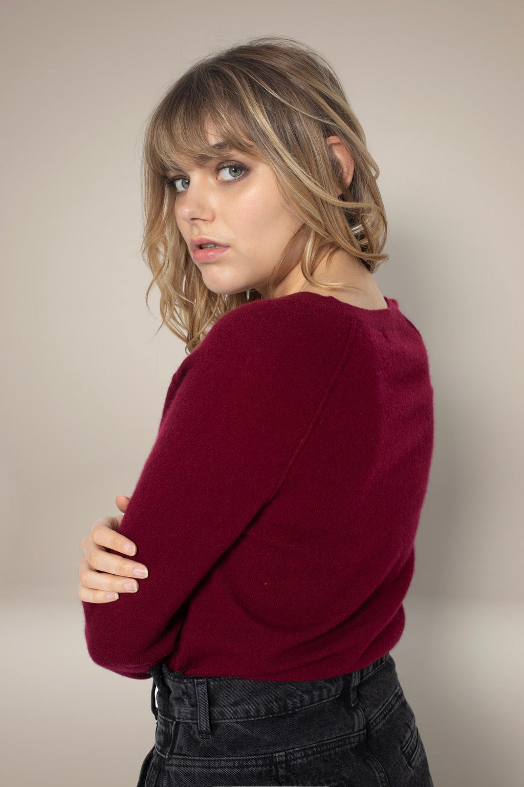 V-Neck Jumper - Penelope - Burgundy