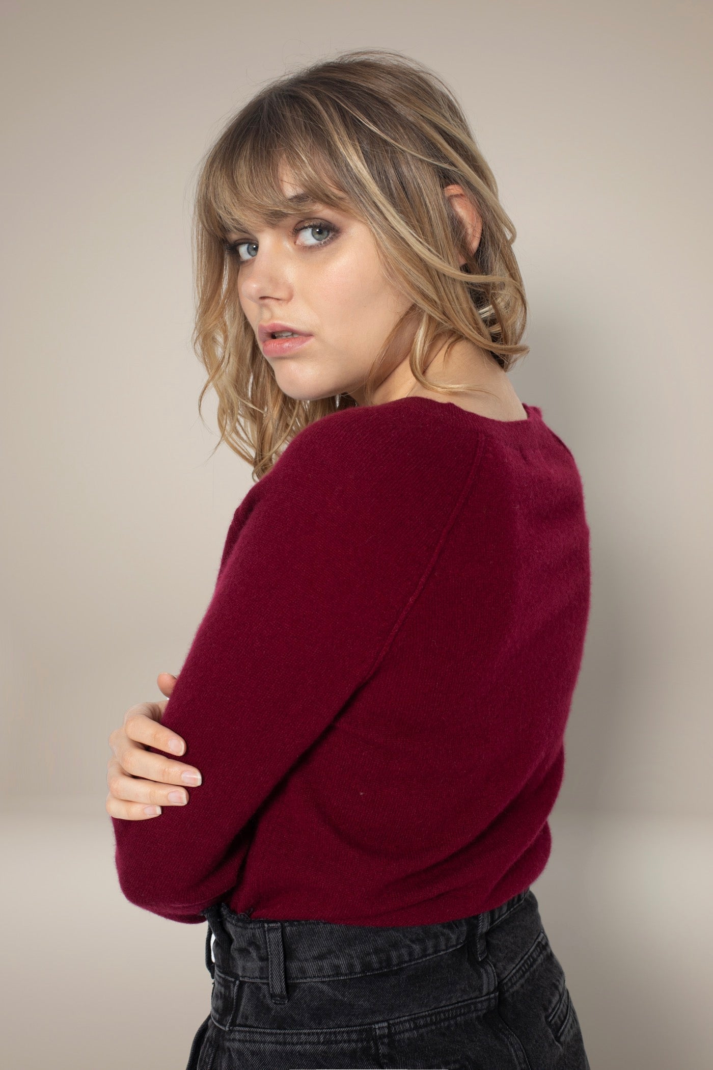 V-Neck Jumper - Penelope - Burgundy