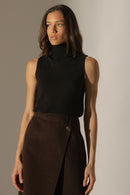 Pull Col Roulé Sans Manches - Mary - Noir