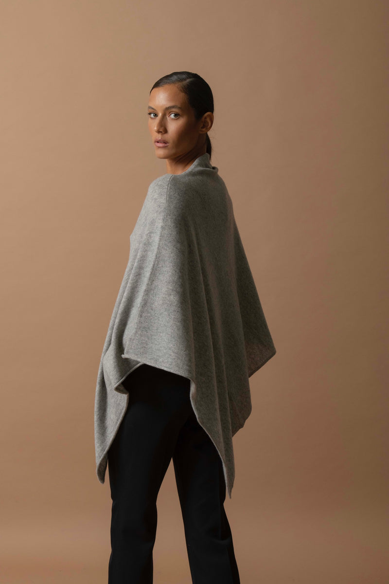 Poncho Tamara - 100% Cachemire 2 Fils - Nuage Chiné - Femme