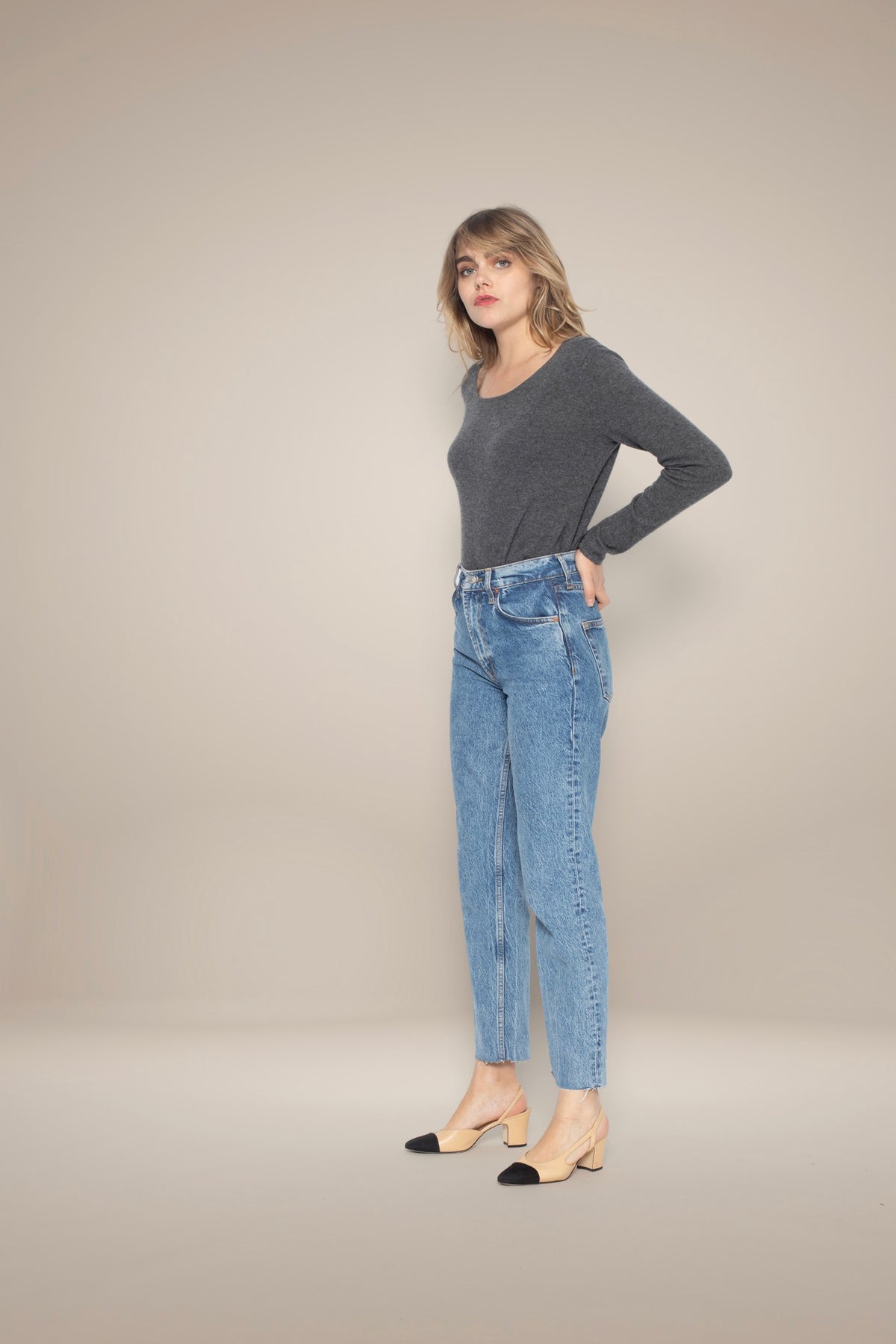 Pull Col Rond Lindsay - Anthracite Chiné