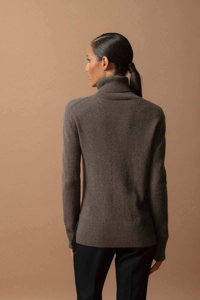 Pull Col Roulé - Tracy - Taupe Chiné
