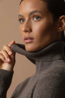 Pull Col Roulé - Tracy - Taupe Chiné