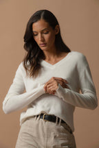 V-Neck Jumper - Kalie - Ivory