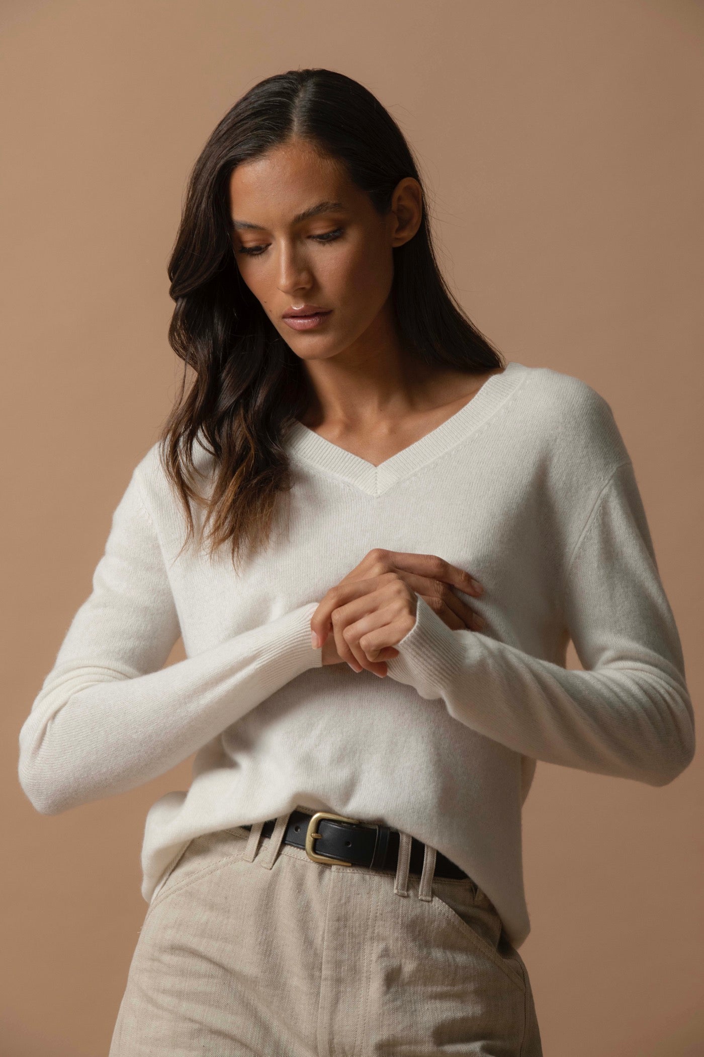 V-Neck Jumper - Kalie - Ivory