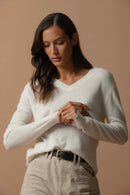 Pull Col V - Kalie - Ivoire