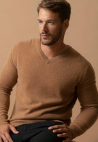 Pull Col V Alexander - Noisette