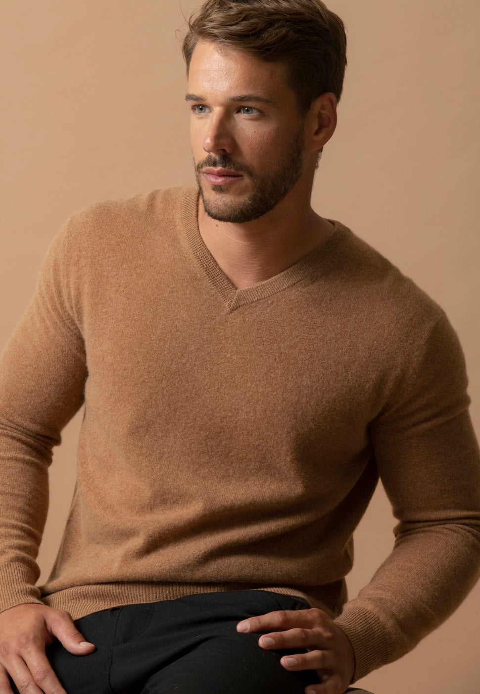 Pull Col V Alexander - Noisette
