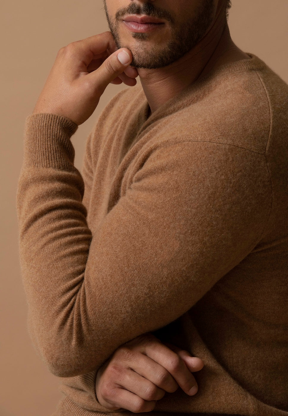 Pull Col V Alexander - Noisette