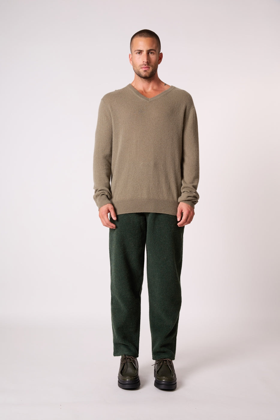 Pull Col V Alexander - Vert Armée