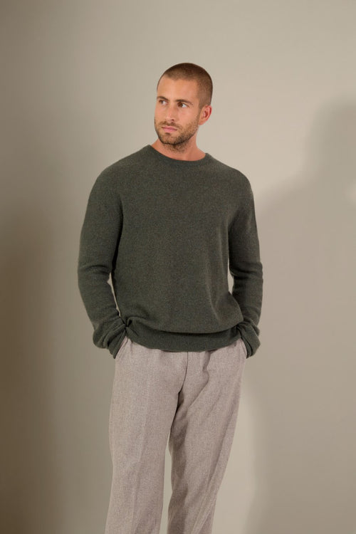 Pull Col Rond - Blake - Kaki Chiné