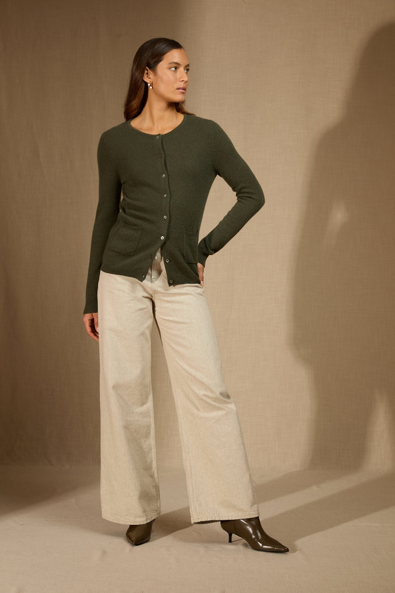 Cardigan Col Rond - Amy - Kaki