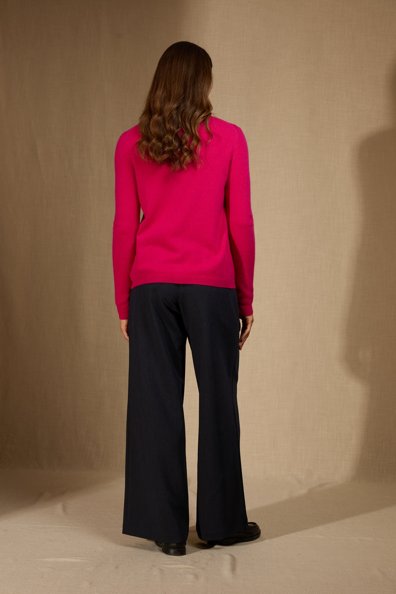 Cardigan Col Rond - Amy - Fuchsia