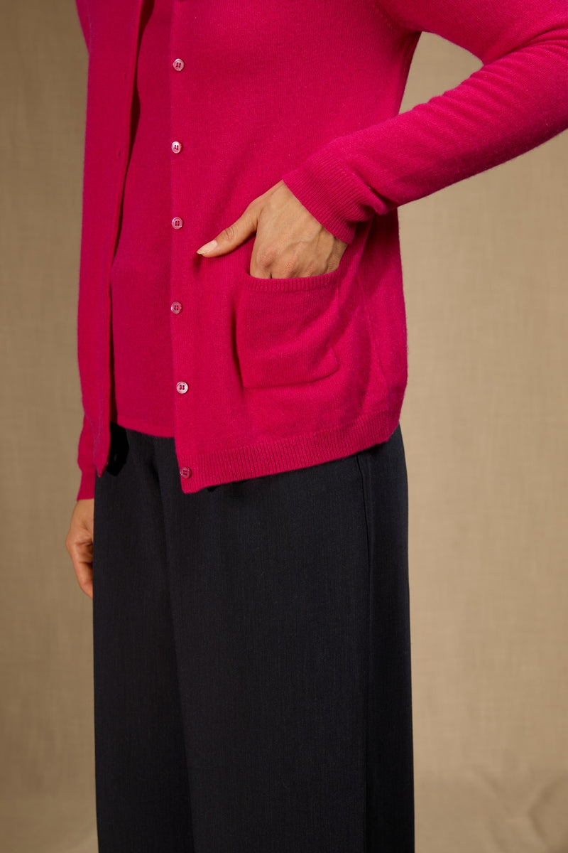 Cardigan Col Rond - Amy - Fuchsia