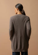 Cardigan Col V Pearl - 100% Cachemire 2 Fils - Taupe Chiné - Femme