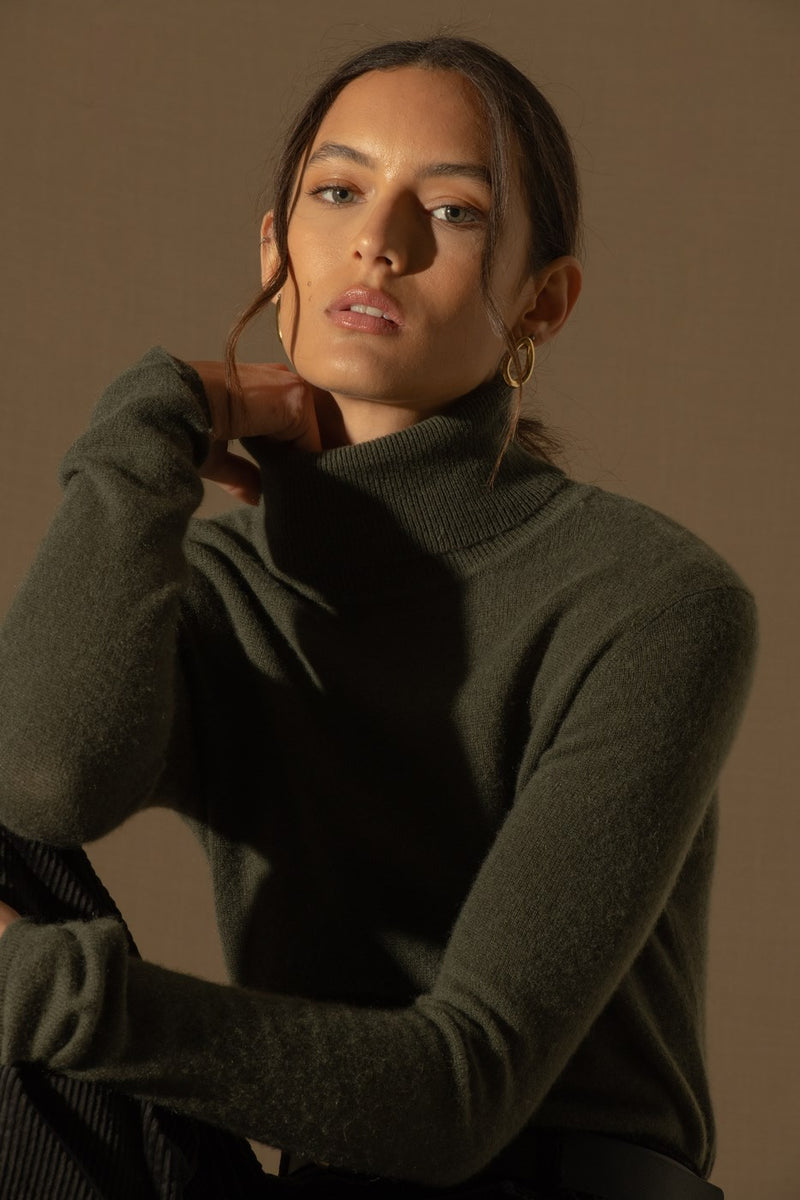 Pull Col Roulé - Ashley - Kaki