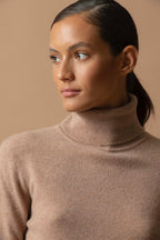 Roll Neck Jumper - Ashley - Marl Camel