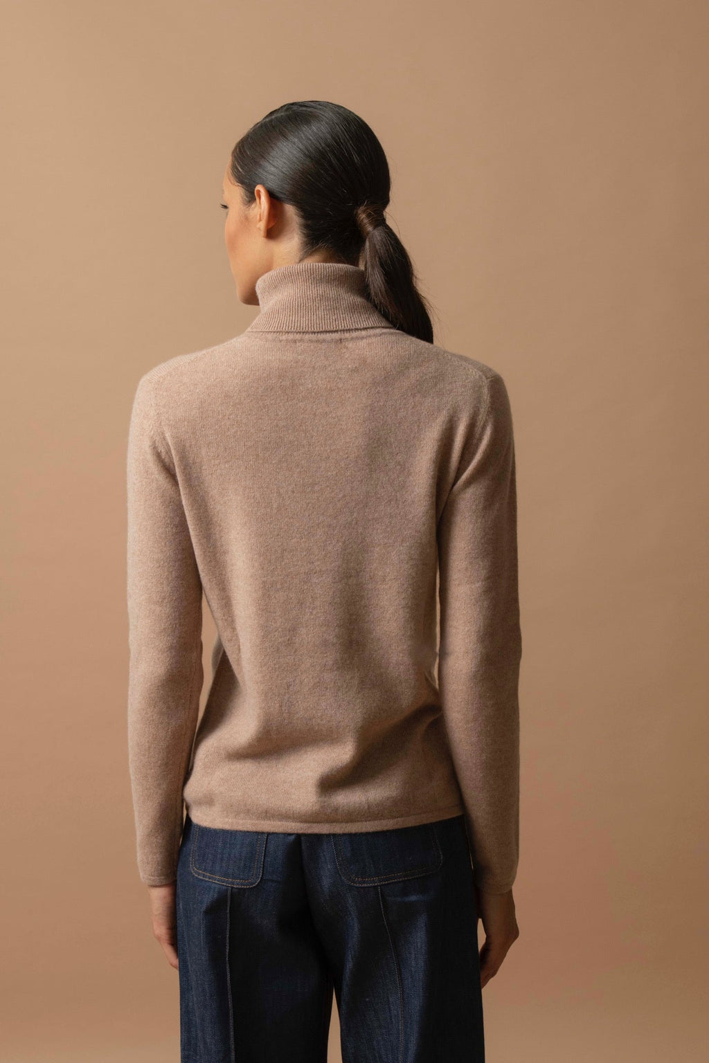 Roll Neck Jumper - Ashley - Marl Camel