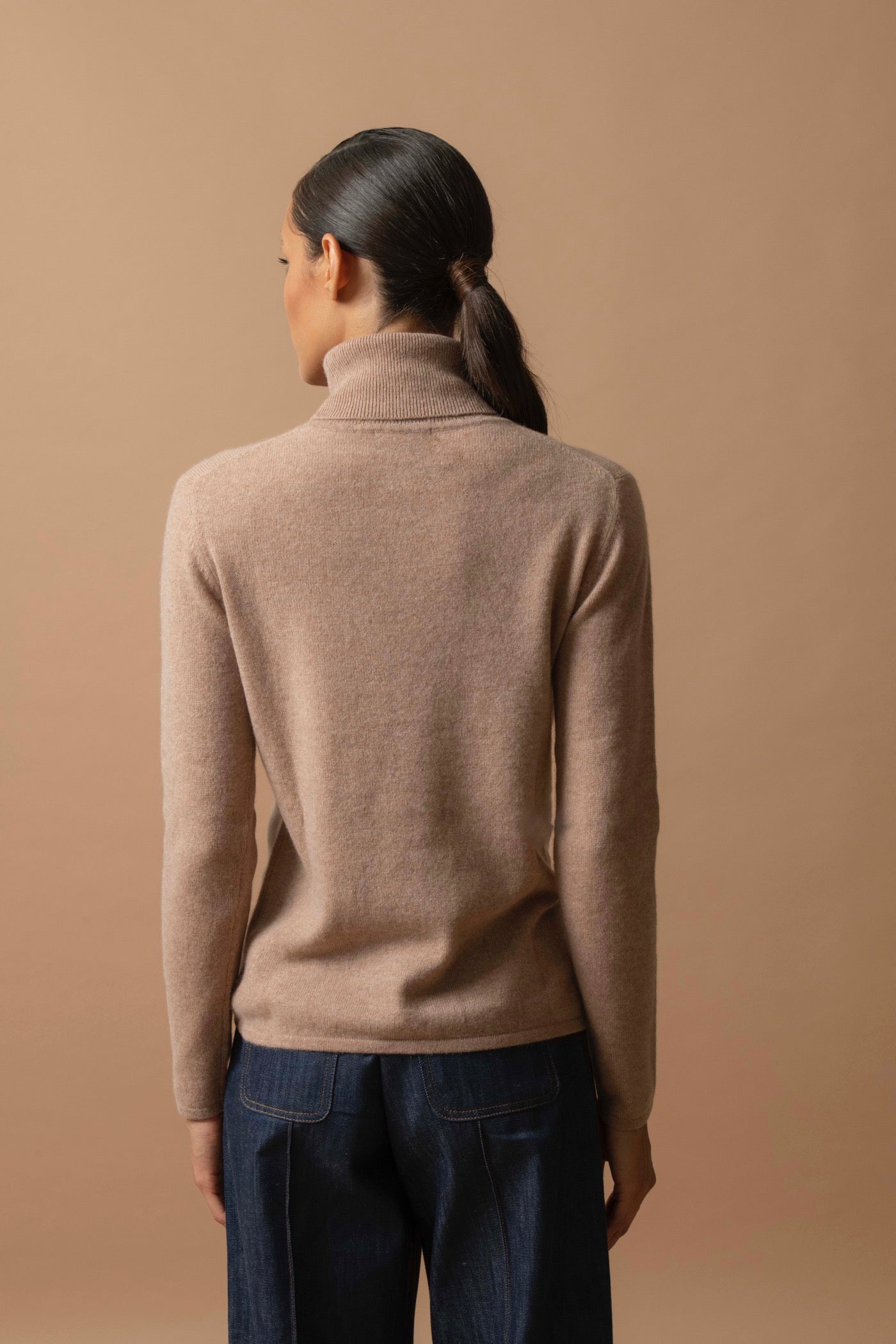 Roll Neck Jumper - Ashley - Marl Camel