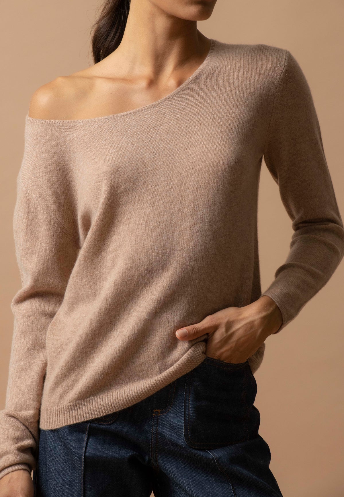 Pull Col Rond Lindsay - Camel Chiné