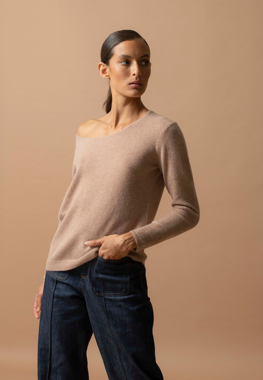 Pull Col Rond Lindsay - Camel Chiné