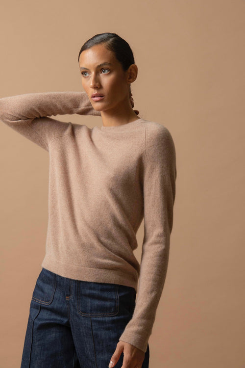 Pull Col Rond - Whitney - Camel Chiné
