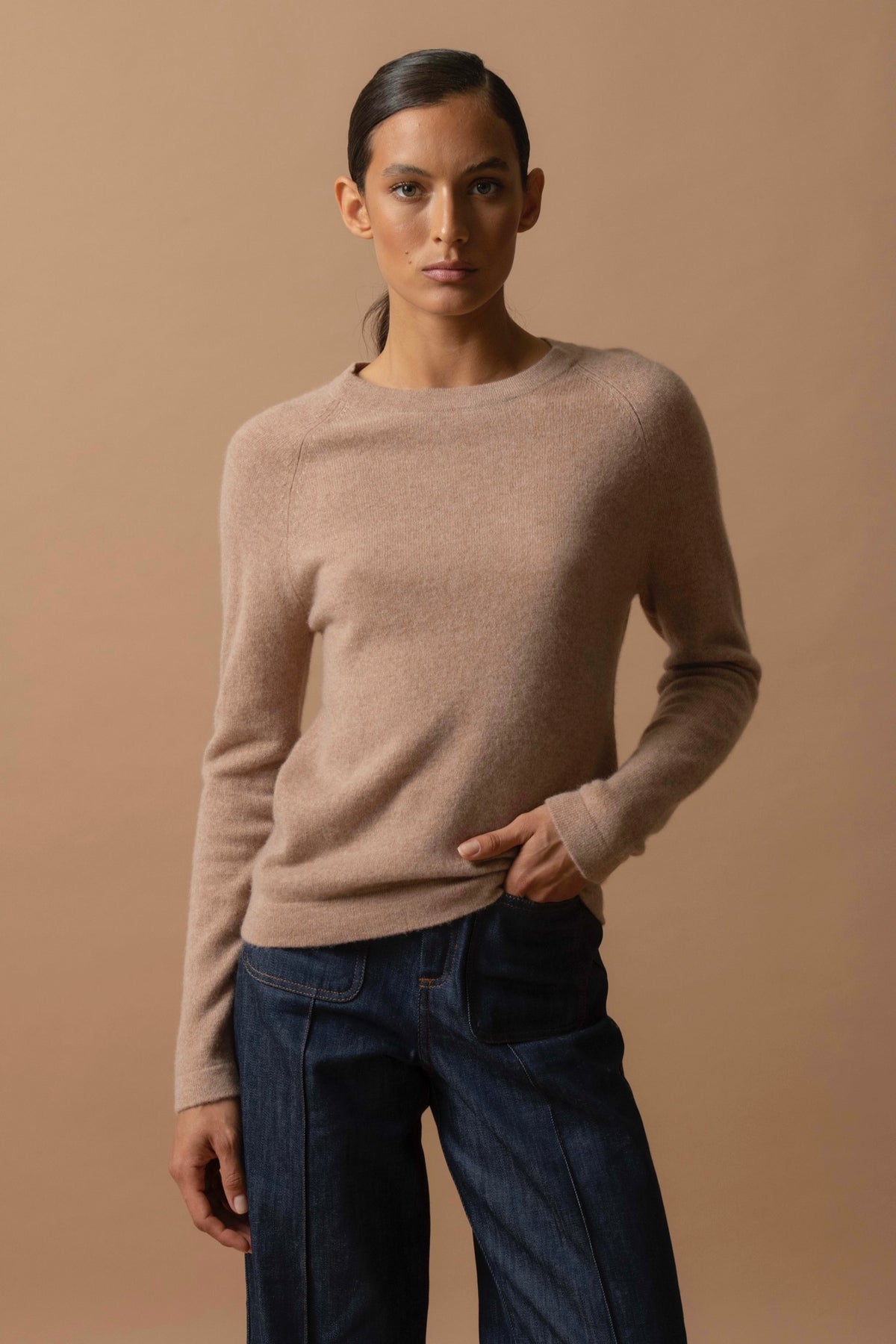 Pull Col Rond Whitney - Camel Chiné