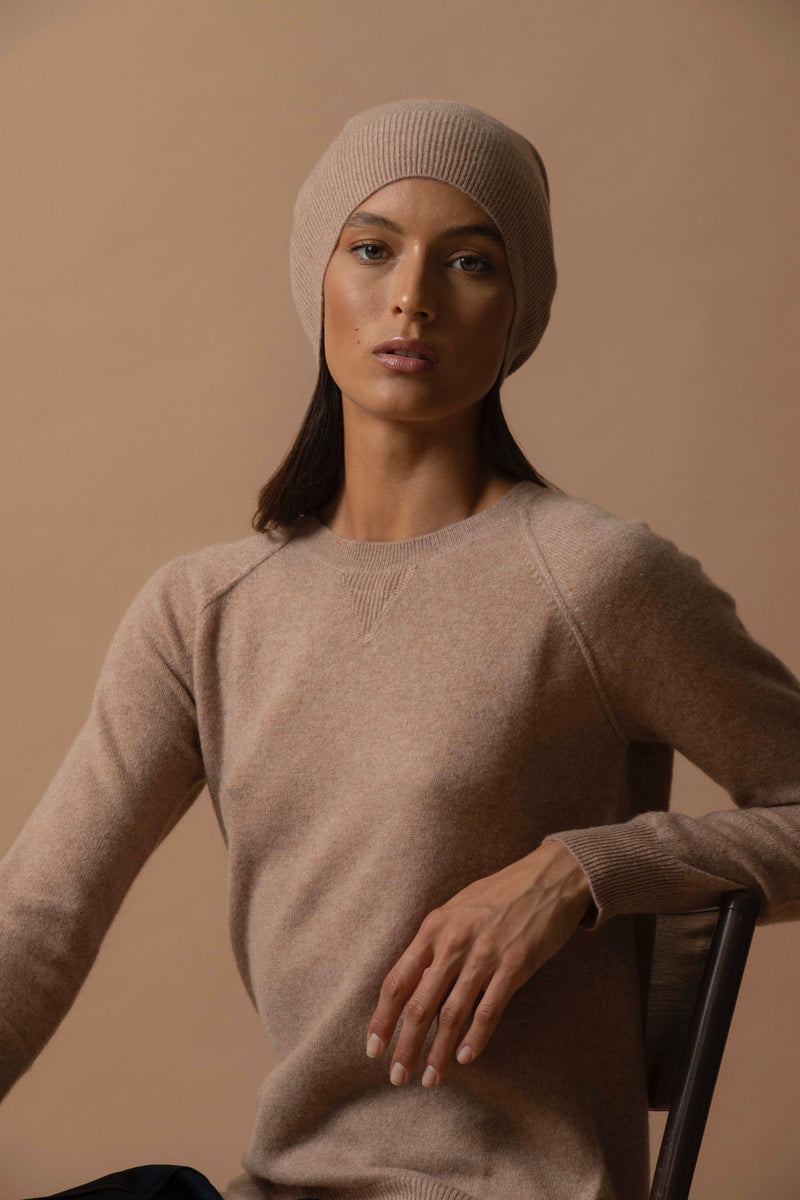 Pull Col Rond - Wilma - Camel Chiné