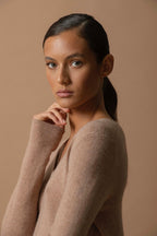 V-Neck Jumper - Shannon - Camel Marl