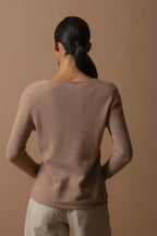 V-Neck Jumper - Shannon - Camel Marl