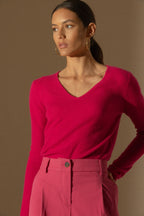 Jersey Cuello V - Shannon - Fucsia