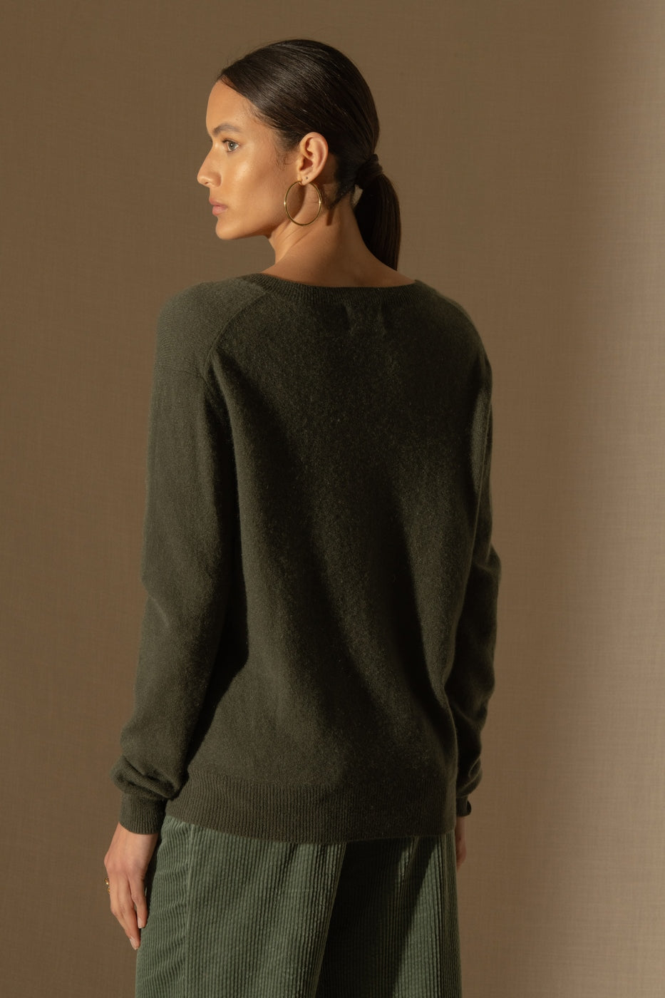 Pull Col V Kalie - Kaki
