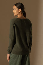 Pull Col V Kalie - Kaki