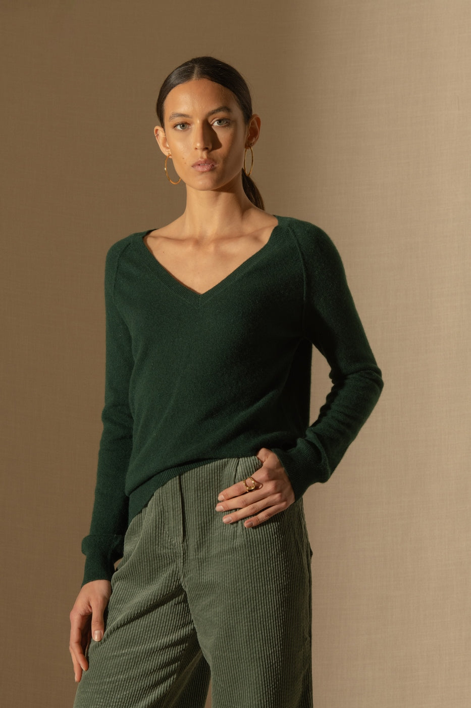 Pull Col V Penelope - Cyprès