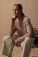 Pull Col V - Penelope - Camel Chiné
