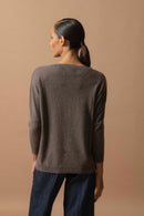 Pull Chauve Souris Molly - 100% Cachemire 2 Fils - Taupe Chiné - Femme