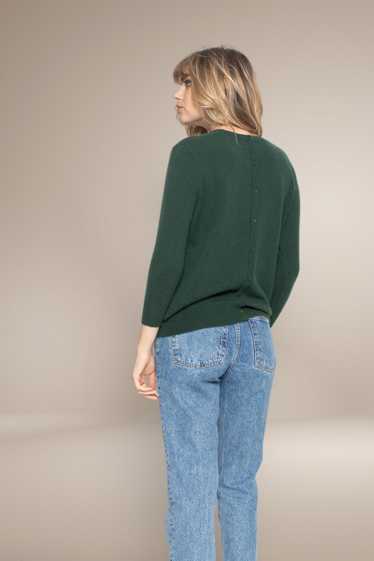 Pull Col Rond Boutonné Dos Vanessa - Cyprès