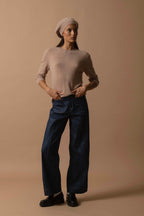 Pull Col Rond Boutonné Dos Vanessa - Camel Chiné