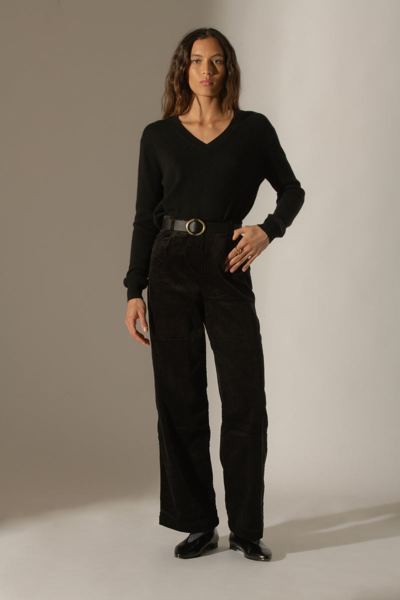 Pull Col V - Kalie - Noir