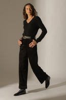 Pull Col V - Kalie - Noir