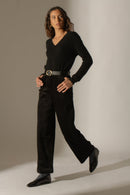 Jersey con cuello en V - Kalie - Negro