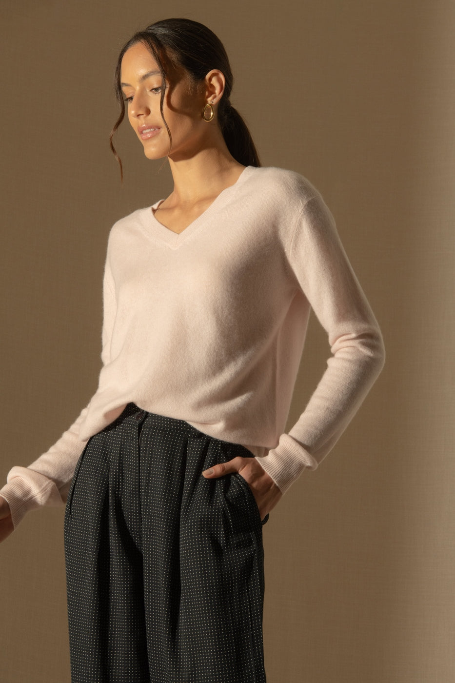 Jersey Cuello en V - Kalie - Poudre