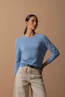 Pull Col Rond Boutonné Dos - Vanessa - Sky