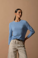 Jersey Cuello Redondo Abotonado Espalda - Vanessa - Cielo
