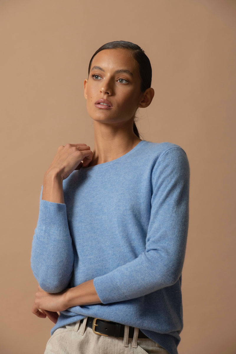 Pull Col Rond Boutonné Dos - Vanessa - Sky