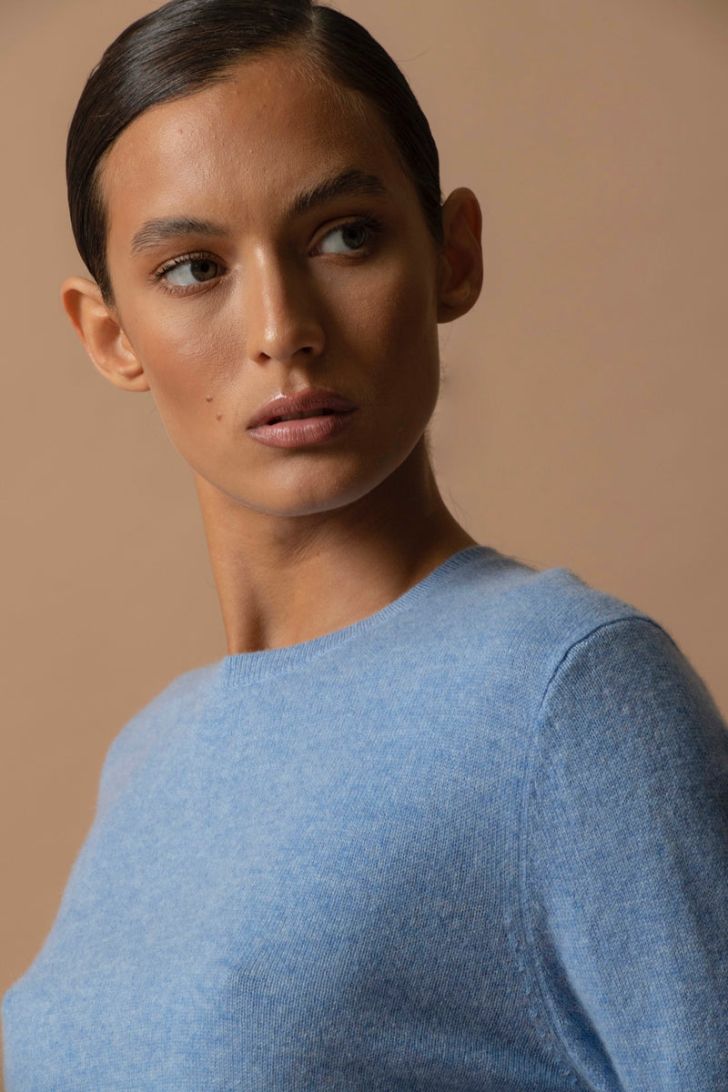 Pull Col Rond Boutonné Dos - Vanessa - Sky