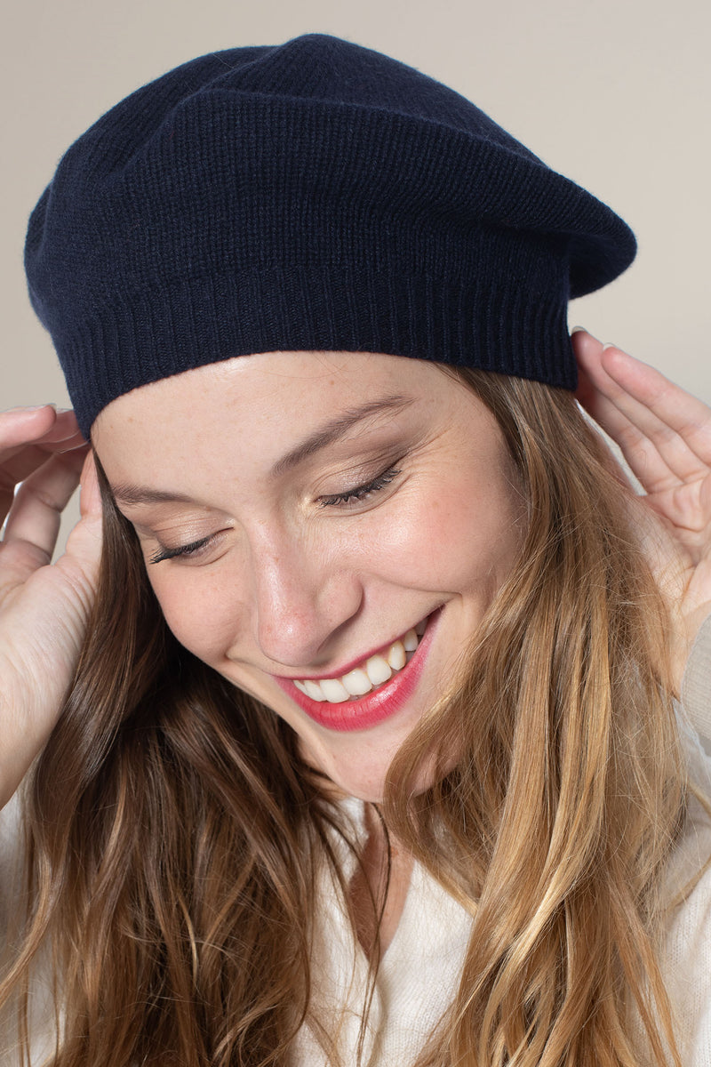 Béret 4 Fils Cloe - Navy - 100% Cachemire 4 Fils - Jersey