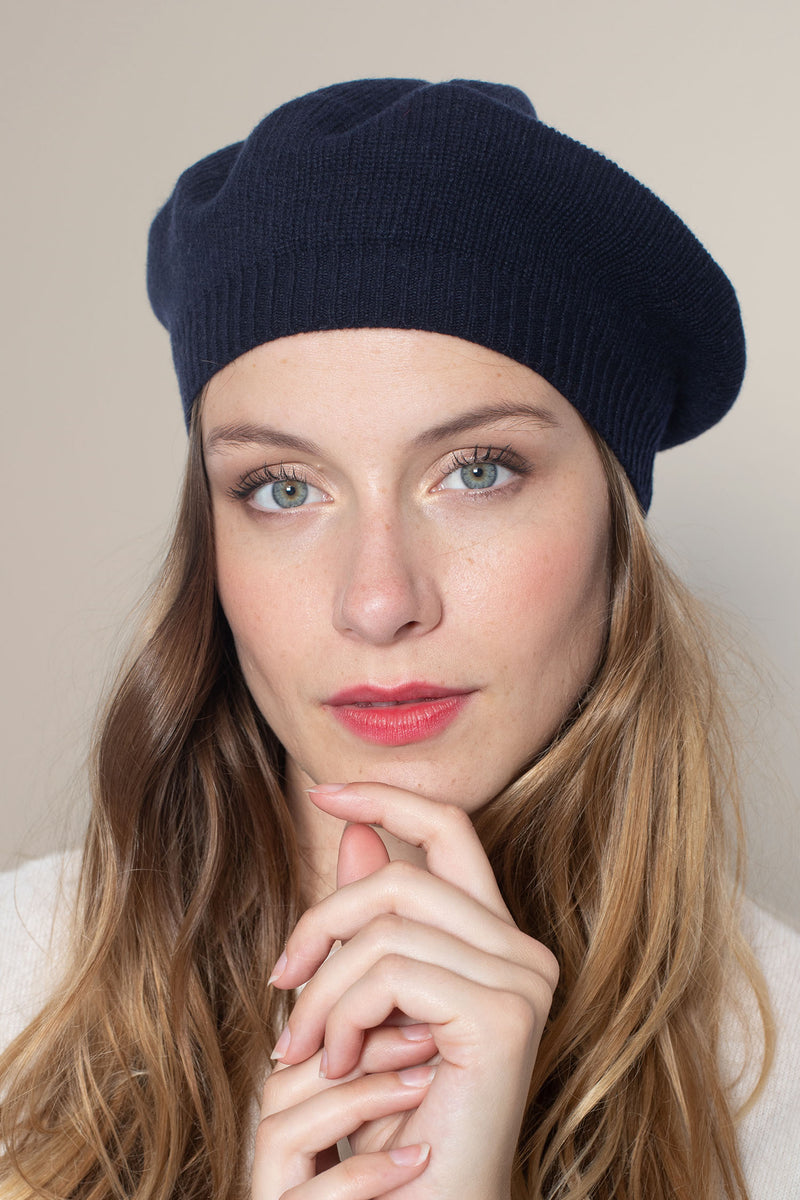 Béret 4 Fils Cloe - Navy - 100% Cachemire 4 Fils - Jersey